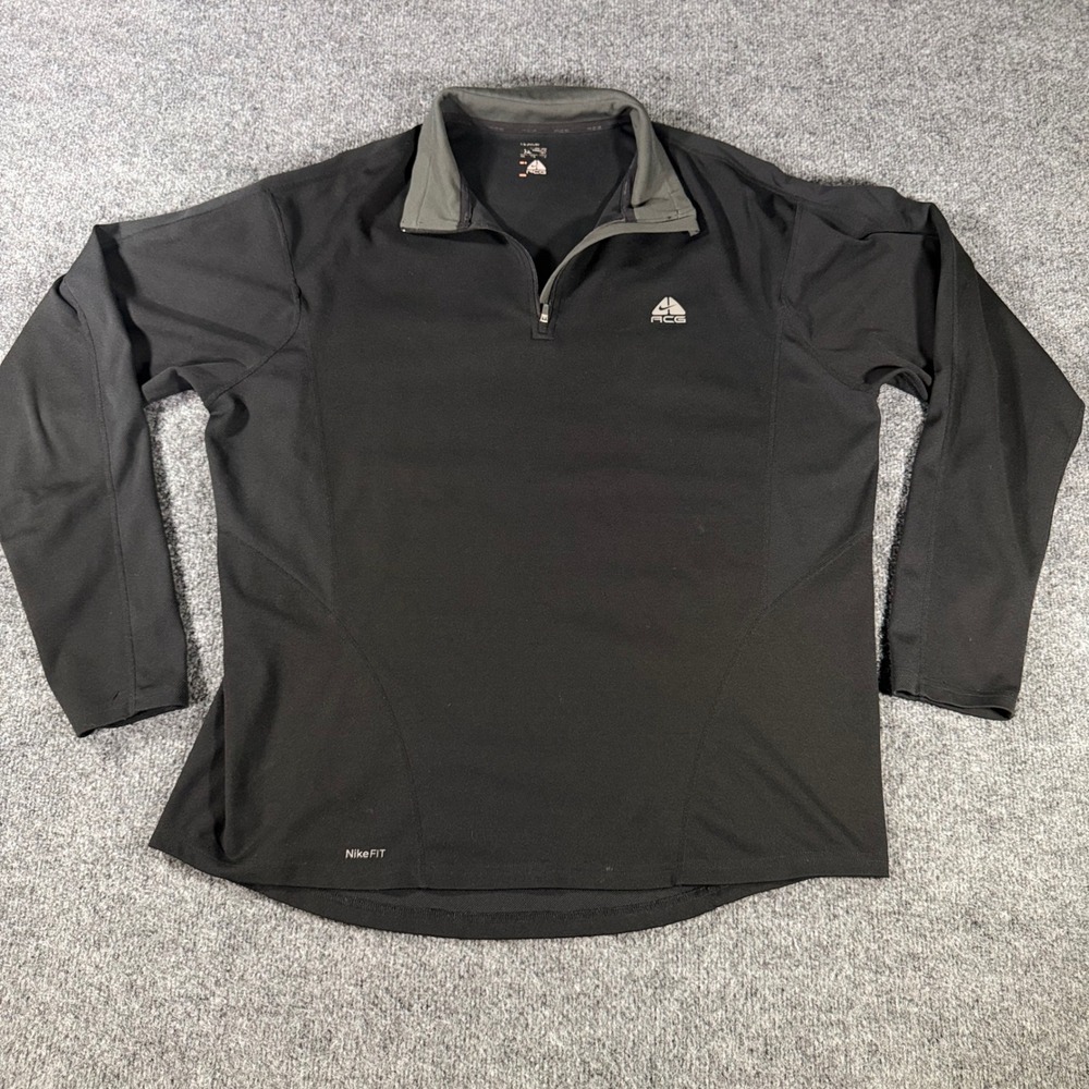 Nike ACG 1/4 Zip Pullover Shirt Mens XL Black Grey NikeFIT Trail Hiking Y2K Tech